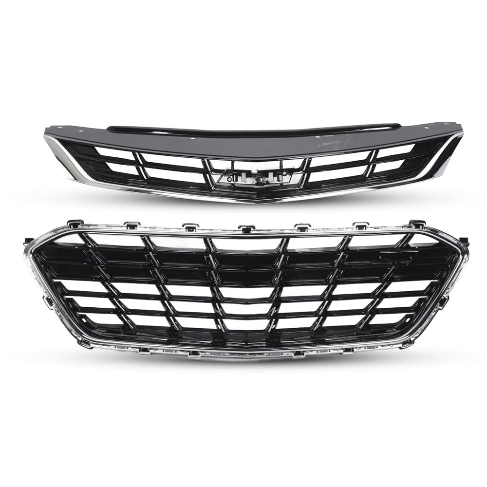 Kühlergrill Gitter Auto Auto-Front-Ober-Unter-Grill-Set, Chrom, 84189613 84009674, Ersatz für Cruze Premier RS ​​2016 2017 2018 2019 Kühlergrill Auto Nieren von ESyem