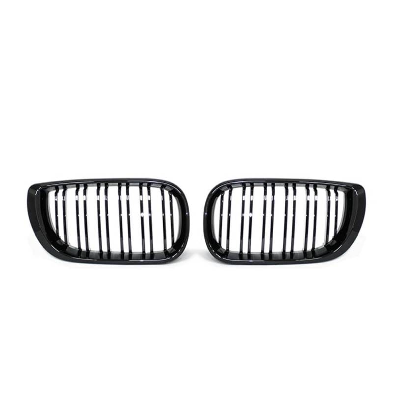 Kühlergrill Gitter Auto Auto-Frontnierengrill, glänzend schwarz, doppelter Lamellenhaubengrill für 3er E46 4-Türer 2002–2005, Autoersatz Kühlergrill Auto Nieren von ESyem