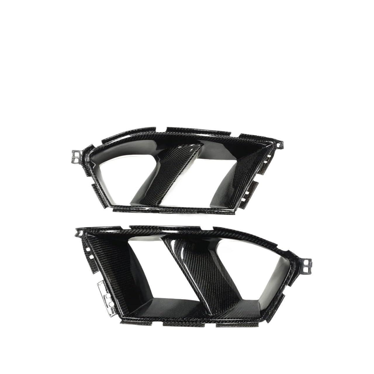 Kühlergrill Gitter Auto Auto-Frontstoßstangen-Seitenlüftungsabdeckung für G80 M3 G82 G83 M4 2021–2024 Nebelscheinwerfer-Abdeckung Kohlefaser-Look glänzend schwarz EIN Paar Kühlergrill Auto Nieren von ESyem