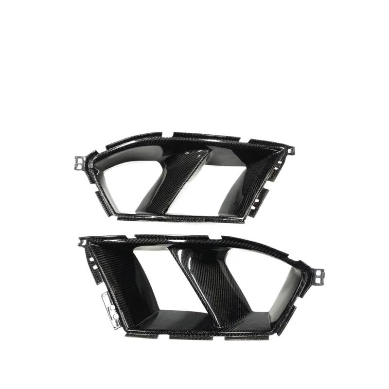 Kühlergrill Gitter Auto Auto-Frontstoßstangen-Seitenlüftungsabdeckung für G80 M3 G82 G83 M4 2021–2024 Nebelscheinwerfer-Abdeckung Kohlefaser-Look glänzend schwarz EIN Paar Kühlergrill Auto Nieren von ESyem