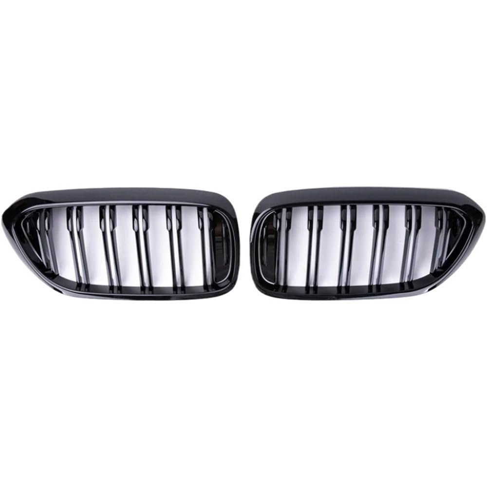 Kühlergrill Gitter Auto Auto-Frontstoßstangengitter, glänzend schwarzer Grill für 5er G30 G38 525I 530I 540I 550I 2018 2019 2020, Doppellamellen Kühlergrill Auto Nieren von ESyem
