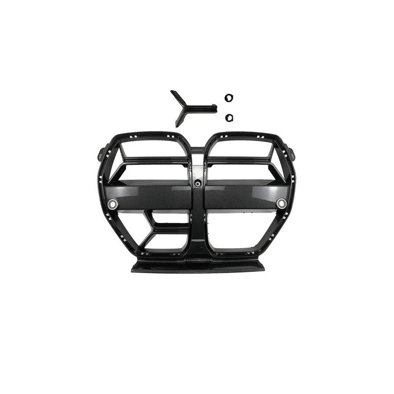 Kühlergrill Gitter Auto Auto-Frontstoßstangengitter im CSL-Stil für G80 G81 M3 G82 G83 M4 2021–2024, Haube Acc, Kohlefaser-Look, glänzend schwarz Kühlergrill Auto Nieren von ESyem