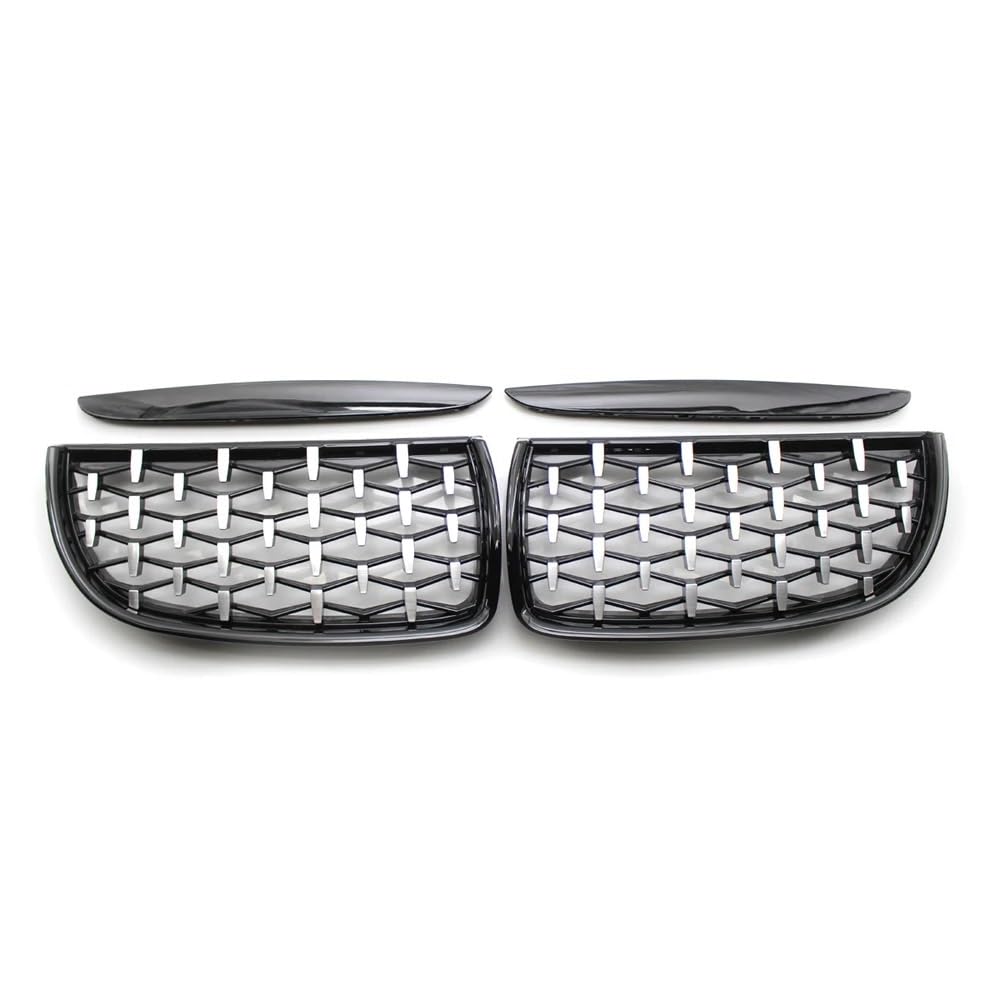Kühlergrill Gitter Auto Auto-Vollchrom-Frontnierengrill für E90 E91 3er-Serie 2005 2006 2007 2008, glänzend schwarzer Stil Kühlergrill Auto Nieren von ESyem