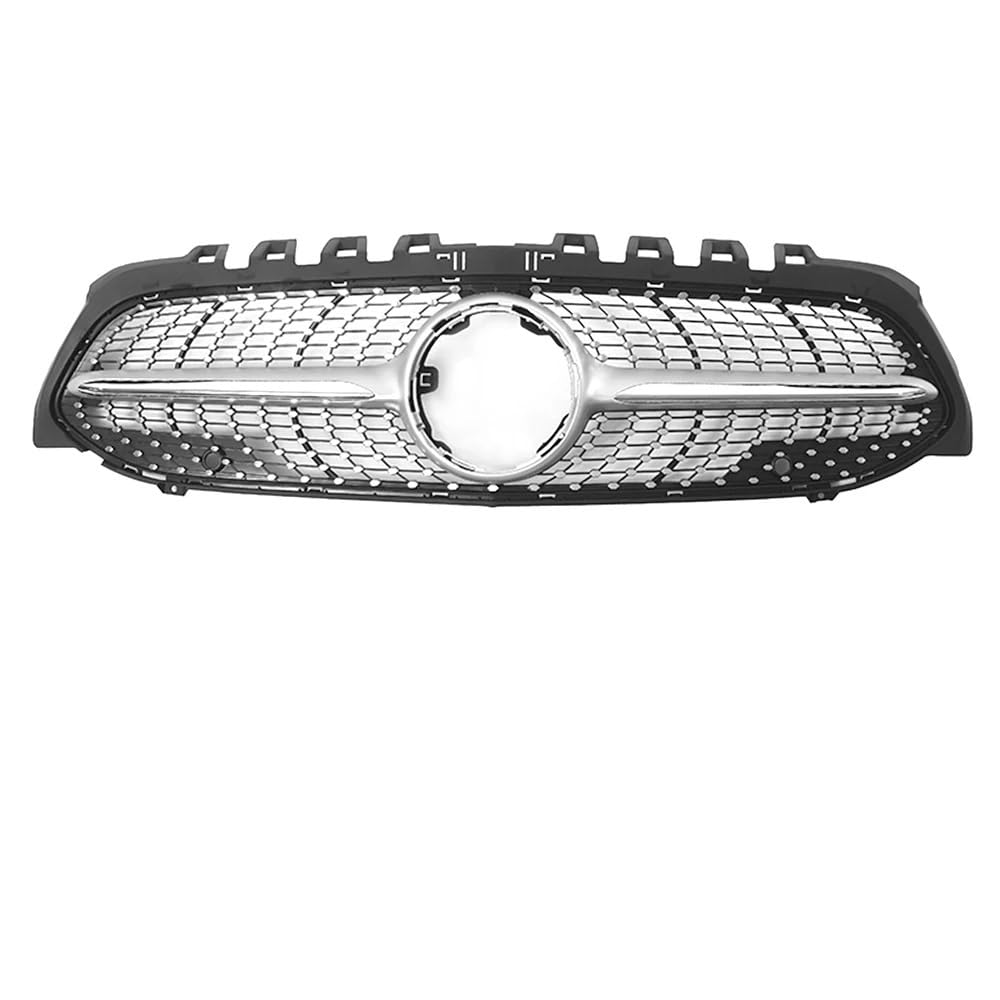 Kühlergrill Gitter Auto Diamonds Style Grill für Benz A-Klasse W177 19–22 A200 A220 A250 Chrom Silber GT Style Frontstoßstange Kühlergrill Auto Nieren von ESyem