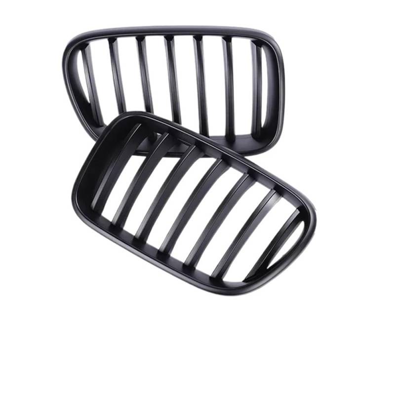 Kühlergrill Gitter Auto Doppelte Lamellen, verchromter Front-Nieren-Stoßfänger, Kohlefaser-Grill in glänzendem Schwarz, für X3 X4 F25 F26 2010–2013 Kühlergrill Auto Nieren von ESyem