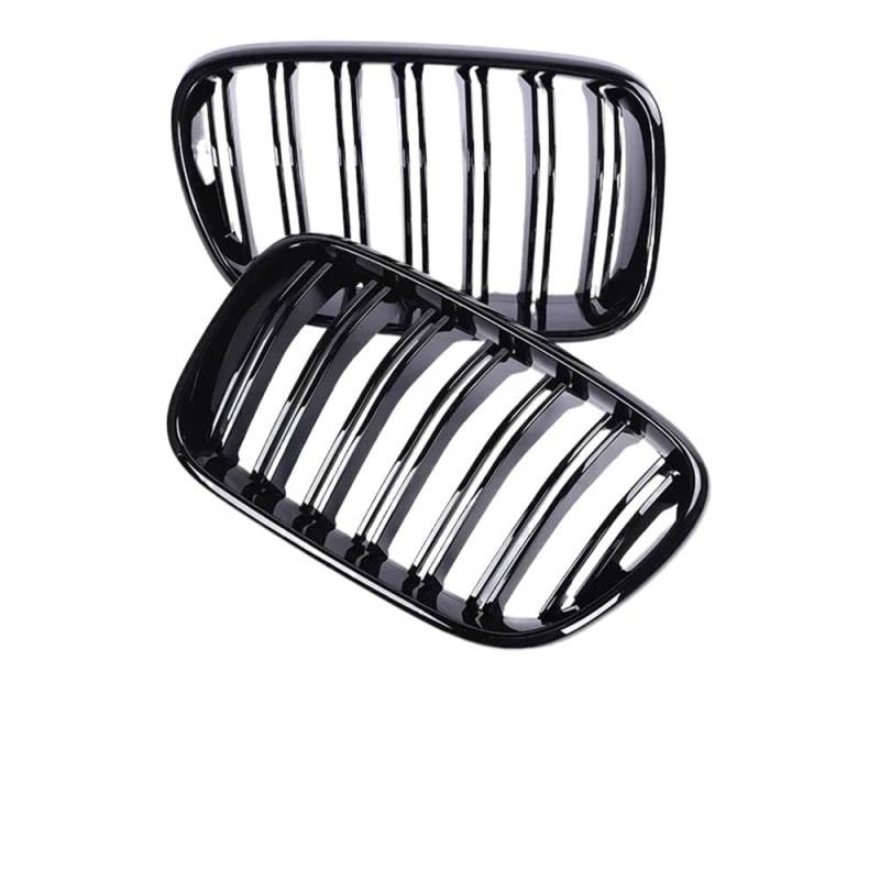 Kühlergrill Gitter Auto Doppelte Lamellen, verchromter Front-Nieren-Stoßfänger, Kohlefaser-Grill in glänzendem Schwarz, für X3 X4 F25 F26 2010–2013 Kühlergrill Auto Nieren von ESyem