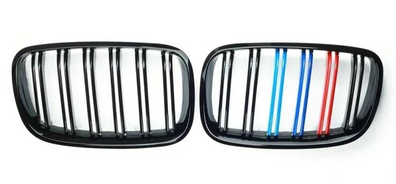 Kühlergrill Gitter Auto EIN Paar glänzend Schwarze Doppellamellen-Frontstoßstangen-Nierengitter für E70 E71 E72 X5 X6 2007-2014 Autozubehör Kühlergrill Auto Nieren von ESyem