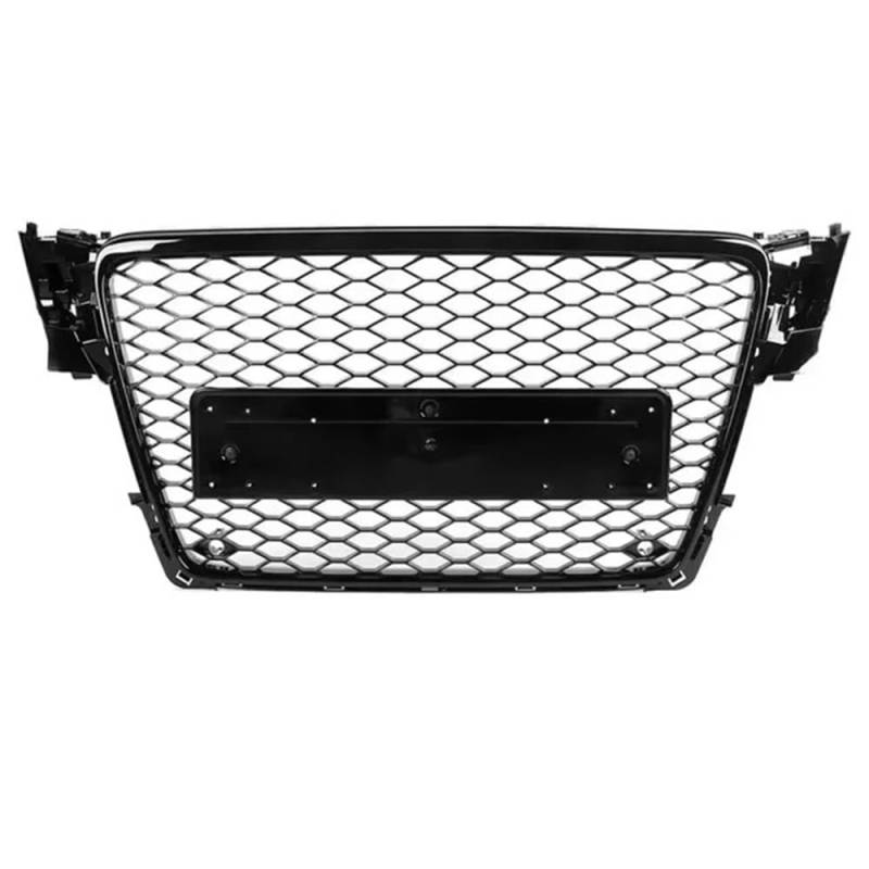 Kühlergrill Gitter Auto Frontgitter-Stoßstangenhaubengitter für RS4 A4 B8 2008–2012, Kühler-Stoßstangengitter mit Nummernschild Kühlergrill Auto Nieren von ESyem