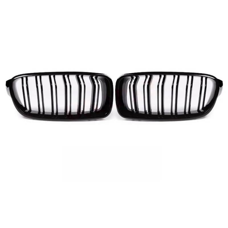 Kühlergrill Gitter Auto Für 3er-Serie F30 F31 F35 320i 325i 328i Front-Sportgrill, glänzend schwarz, Karbonfaser, Doppellamellen-Nieren-Frontgrill Kühlergrill Auto Nieren von ESyem