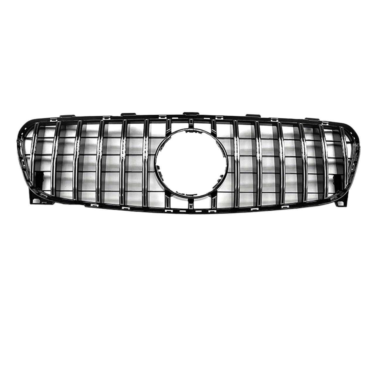 Kühlergrill Gitter Auto Für Benz GLA Klasse X156 2017-2020 GLA200 GLA250 GLA45 GT Style Schwarz/Silber Grill Frontgrill Obere Stoßstange Haube Mesh Kühlergrill Auto Nieren von ESyem