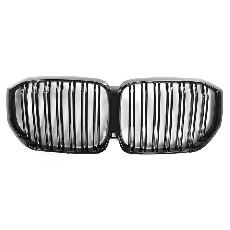 Kühlergrill Gitter Auto Glänzend Schwarze Auto-Frontstoßstange Nierengrill Dual-Lamellen-Gitter für G05 X5 2019 2020 2021 2022 2023 Frontgrill Kühlergrill Auto Nieren von ESyem