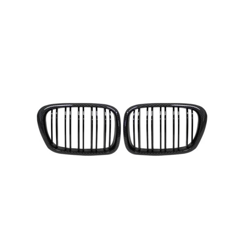 Kühlergrill Gitter Auto Glänzend Schwarze Fronthaube Nierengitter Grill Dual Line kompatibel für E39 5er 525 528 530 M5 1997–2003 Kühlergrill Auto Nieren von ESyem