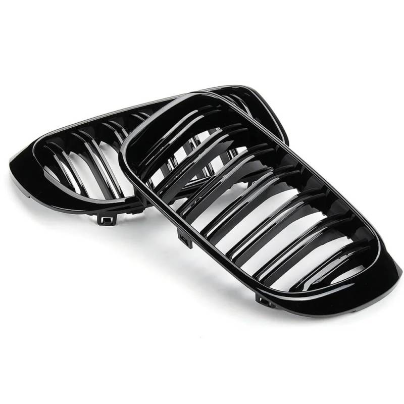Kühlergrill Gitter Auto Glänzend Schwarze Frontstoßstange Nierengitter Grillhaube Mesh Double Line für X3 X4 F25 F26 2014-2017 Frontgrill Kühlergrill Auto Nieren von ESyem