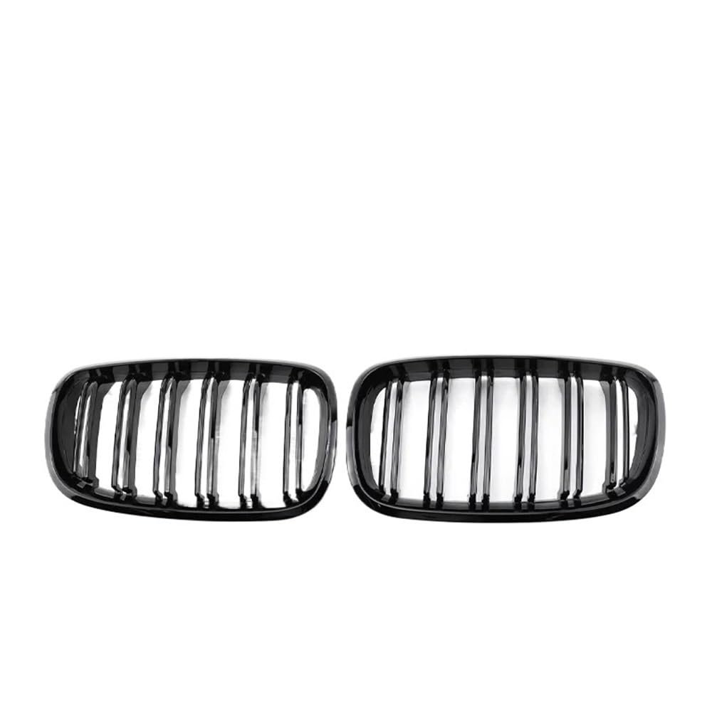 Kühlergrill Gitter Auto Glänzend schwarzer Auto-Frontnieren-Doppellamellengrill für X5 E70 2007–2013, X6 E71 E72 2008–2014, Carbon-Grill-Zubehör Kühlergrill Auto Nieren von ESyem
