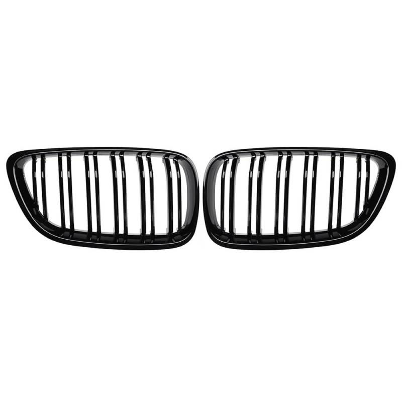 Kühlergrill Gitter Auto Glänzend schwarzer Fronthauben-Nierengrill mit Zwei Linien für 2er-Serie F22 F23 F24 F87 M2 Nierengrill Kühlergrill Auto Nieren von ESyem