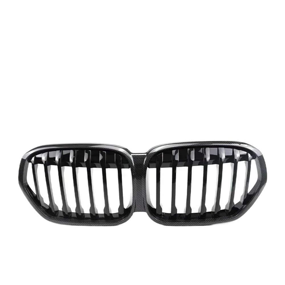 Kühlergrill Gitter Auto Glänzend schwarzer Nierengrill für X1-Serie F48 F49 2019–2022, Einzellamellen-Autozubehör im Piano-Schwarz-Carbon-Stil Kühlergrill Auto Nieren von ESyem