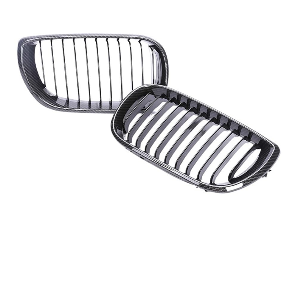 Kühlergrill Gitter Auto Vorne Unten Doppel Lamellen Chrom Schwarz Grill Für 3 Serie E46 2004-2007 Carbon Kühlergrill Abdeckung 2/4 türen Auto Zubehör Kühlergrill Auto Nieren von ESyem