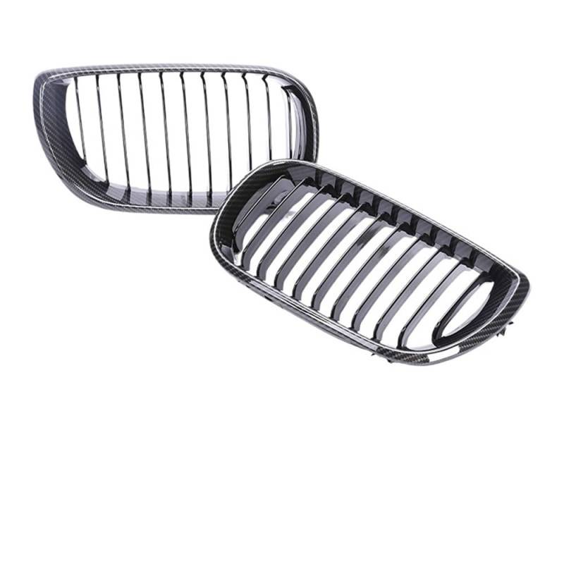 Kühlergrill Gitter Auto Vorne Unten Doppel Lamellen Chrom Schwarz Grill Für 3 Serie E46 2004-2007 Carbon Kühlergrill Abdeckung 2/4 türen Auto Zubehör Kühlergrill Auto Nieren von ESyem