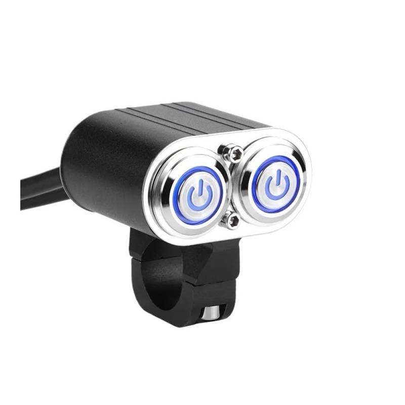 Motorrad Lenkerschalter 22mm 7/8" Motorrad-Lenkerschalter Mit Blauem Licht 2/3-Tastenschalter Universal Für Warnblinkanlage Nebelscheinwerfer Scheinwerfer von ESyem