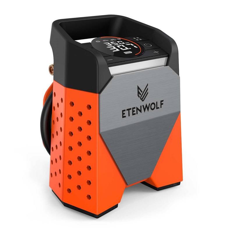 ETENWOLF Zephyr S3-7800mAh Elektrische Luftpumpe, 160 PSI/11.03Bar Tragbarer Luftkompressor Für Auto,Motorrad,Fahrrad,Bälle, 1 Minute Schnellbefüllung und Digitalen LED Leuchten, USB-Powerbank von ETENWOLF