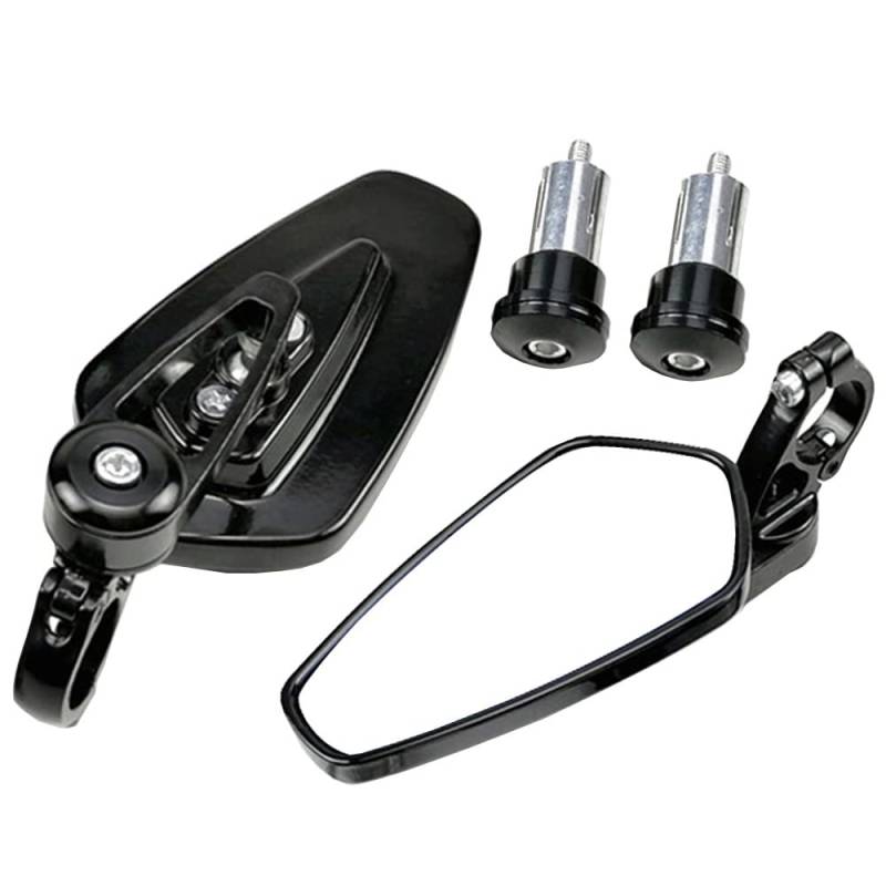 ETOPARS 1 Paar 22mm Motorrad Rückspiegel 7/8" Zoll Universal Lenkerendenspiegel Aluminium Spiegel Lenkerspiegel Seitenspiegel 360 Grad Verstellbar Schwarz von ETOPARS