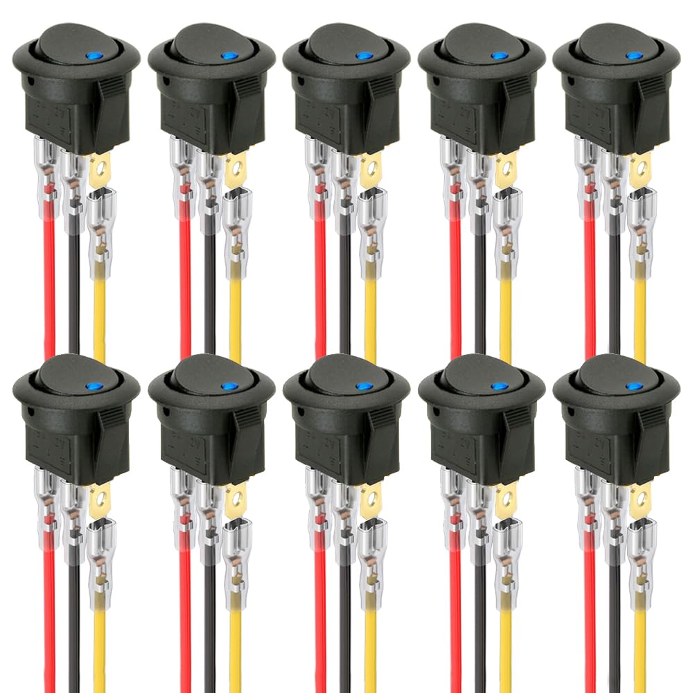 ETOPARS 10 Stück 12V 20A Kippschalter Auto Rund Wippschalter Blau Light Beleuchtet Schalter Kfz Wasserdicht EIN/AUS Druckschalter 3 Polig Mit Kabel Draht ETOPARS 10 Stück 12V 20A Kippschalter Auto Rund Wippschalter Blau Light Beleuchtet Schalter Kfz Wasserdicht EIN/AUS Druckschalter 3 Polig Mit Kabel Draht von ETOPARS