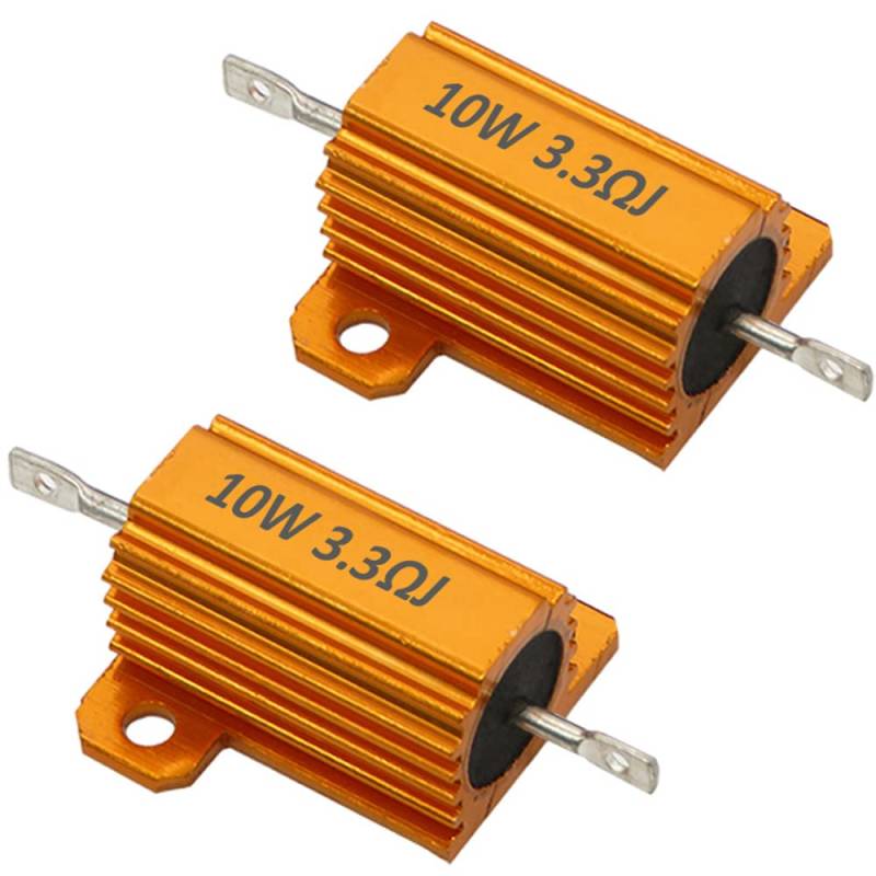 ETOPARS 2 Stk 10W 3.3 Ohm 5% Aluminium Gehäuse Drahtwiderstand Lastwiderstände Gewindebohrer Widerstand Chassis Montage Wirewound Goldene Gehäusewiderstand von ETOPARS