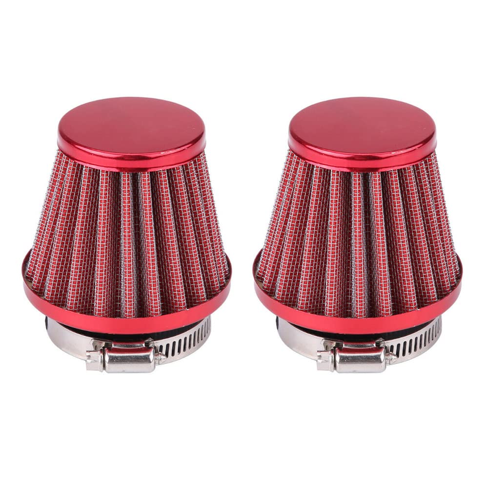 ETOPARS 2 X Rot Motorrad Luftfilter Universeller Motorrad Lufteinlassfilter Kit 48mm 49mm 50mm Auto Ansaugluftfilter Luftfilterinduktion Vergaser Offroad von ETOPARS