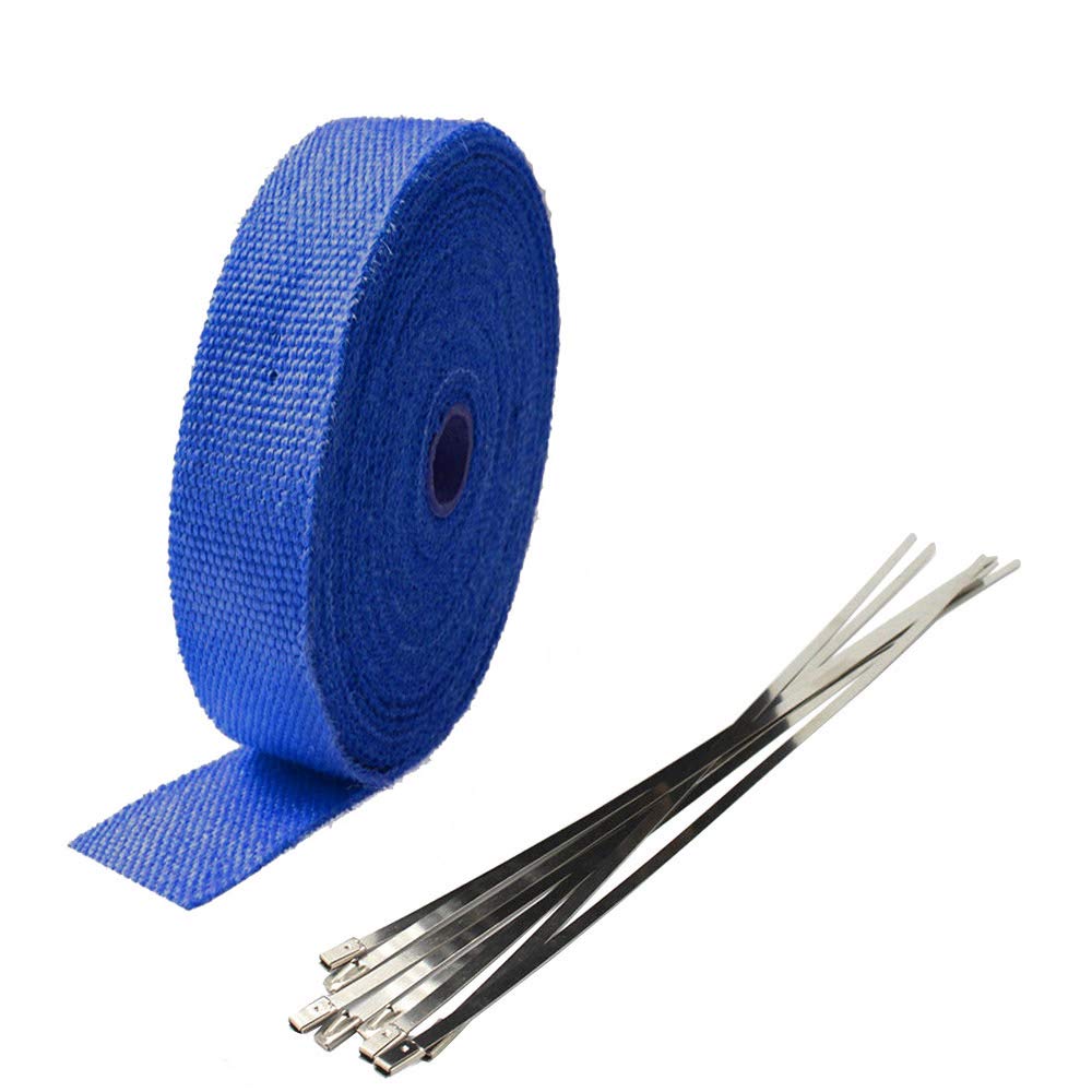ETOPARS 2.5CM X 10M Fiberglas Blau Hitzeschutzband Auspuffband Auspuff Hitze Wickel Schild Hülle Auto Motorrad Krümmerband mit 6 Pcs Kabelbinder ETOPARS 2.5CM X 10M Fiberglas Blau Hitzeschutzband Auspuffband Auspuff Hitze Wickel Schild Hülle Auto Motorrad Krümmerband mit 6 Pcs Kabelbinder von ETOPARS