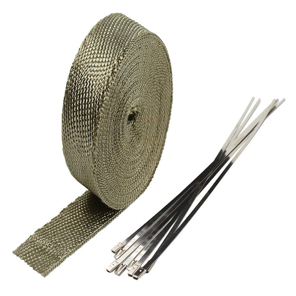 ETOPARS 2.5CM X 10M Fiberglas Titan Hitzeschutzband Auspuffband Auspuff Hitze Wickel Schild Hülle Auto Motorrad Krümmerband mit 6 Pcs Kabelbinder ETOPARS 2.5CM X 10M Fiberglas Titan Hitzeschutzband Auspuffband Auspuff Hitze Wickel Schild Hülle Auto Motorrad Krümmerband mit 6 Pcs Kabelbinder von ETOPARS