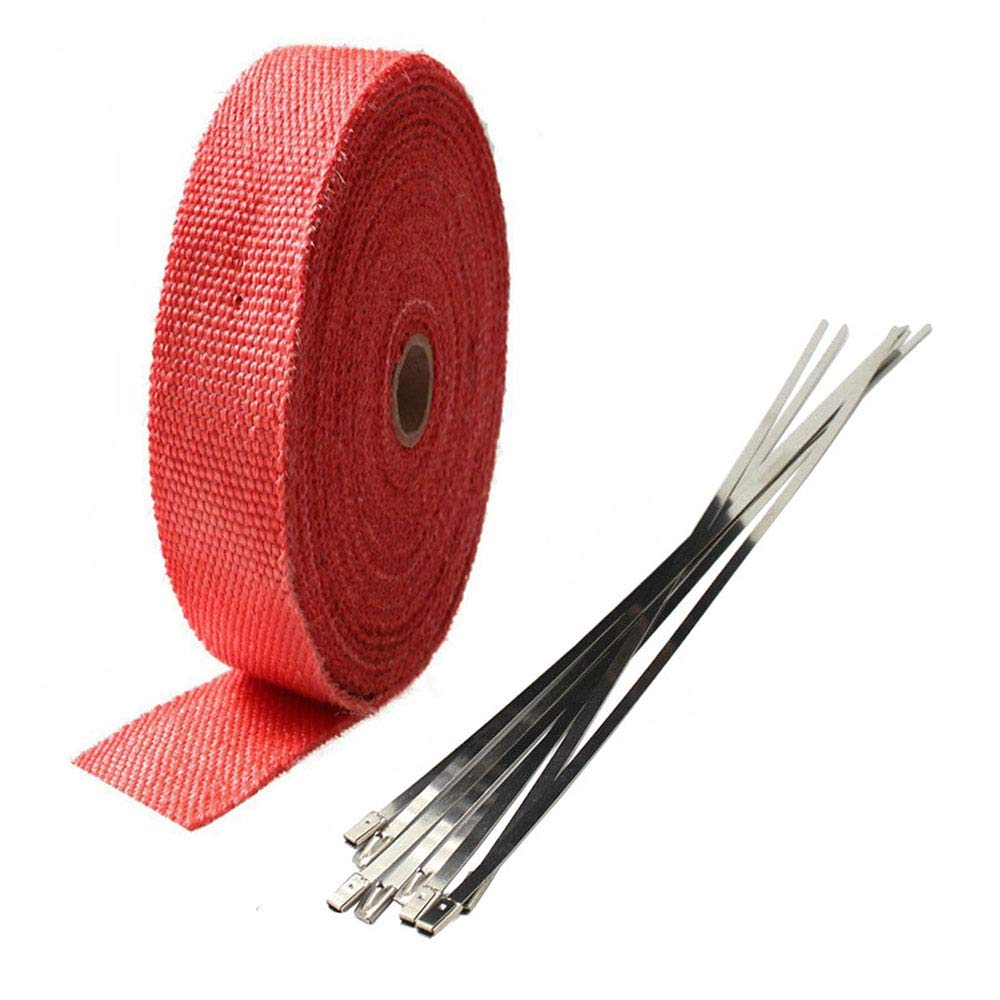 ETOPARS 2.5CM X 5M Fiberglas Rot Hitzeschutzband Auspuffband Auspuff Hitze Wickel Schild Hülle Auto Motorrad Krümmerband mit 6 Pcs Kabelbinder ETOPARS 2.5CM X 5M Fiberglas Rot Hitzeschutzband Auspuffband Auspuff Hitze Wickel Schild Hülle Auto Motorrad Krümmerband mit 6 Pcs Kabelbinder von ETOPARS