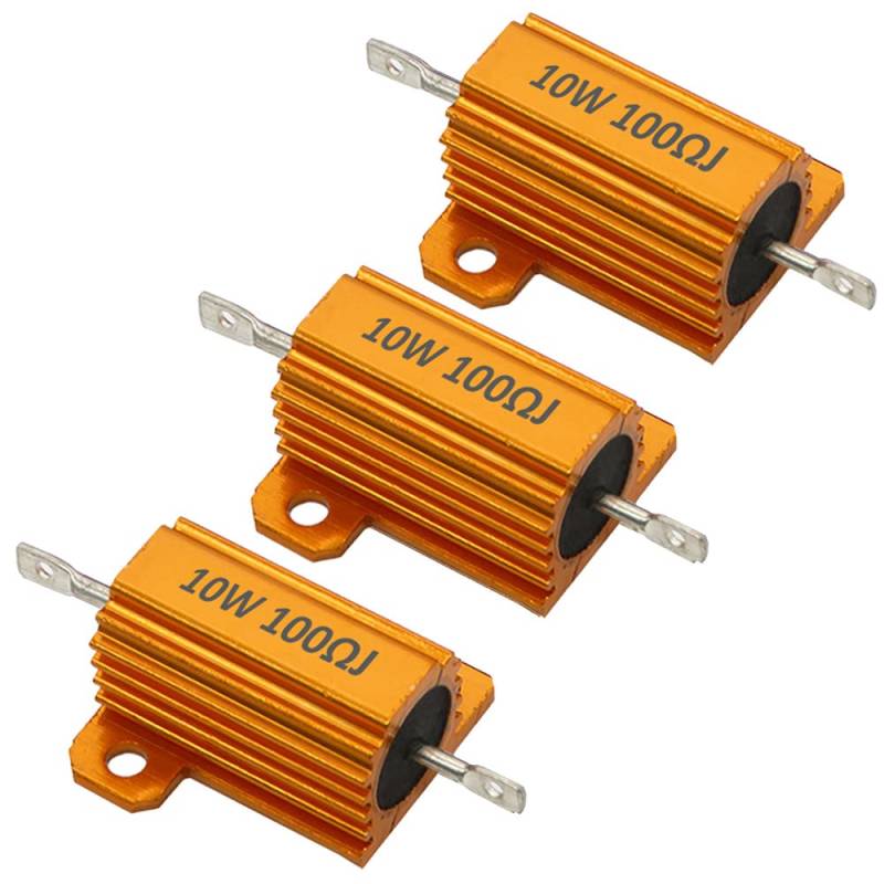 ETOPARS 3 Stk 10W 100 Ohm 5% Aluminium Gehäuse Drahtwiderstand Lastwiderstände Gewindebohrer Widerstand Chassis Montage Wirewound Goldene Gehäusewiderstand von ETOPARS