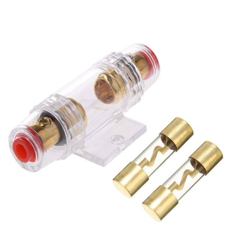 ETOPARS 30A Inline AGU Sicherungshalter Auto Automotive Audio Sicherheit schützen Glasrohr vergoldet Mit 2 Stück 30Amp AGU Sicherung von ETOPARS