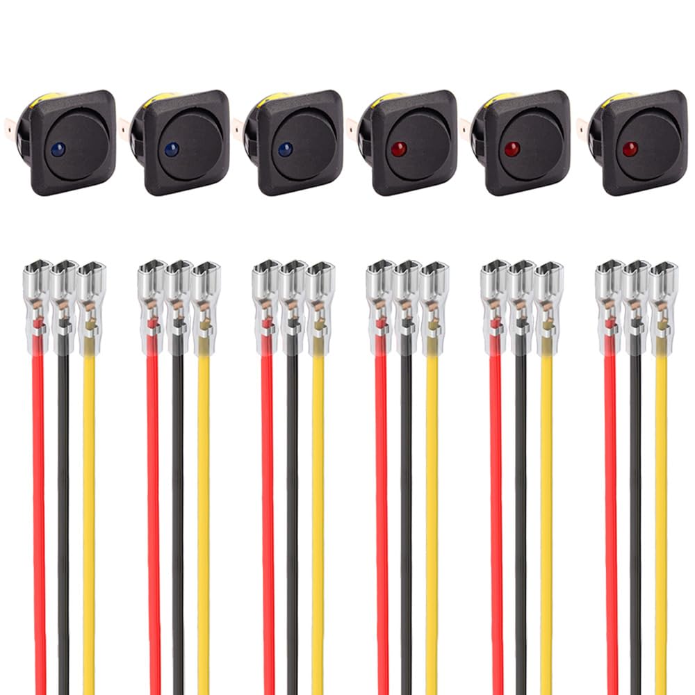 ETOPARS 6 Stück 12V 25A Rund Kippschalter Blau Rot Light Beleuchtet Schalter 25mm Wasserdicht Auto Wippschalter Panel Kfz Druckschalter EIN/AUS 3 Polig Mit Kabel Draht ETOPARS 6 Stück 12V 25A Rund Kippschalter Blau Rot Light Beleuchtet Schalter 25mm Wasserdicht Auto Wippschalter Panel Kfz Druckschalter EIN/AUS 3 Polig Mit Kabel Draht von ETOPARS