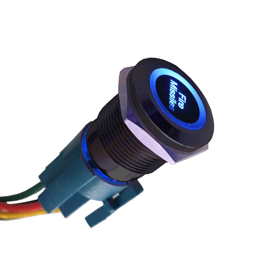 ETOPARS Schwarz Fall 19mm KFZ Kippschalter Wippschalter Druckschalter Schalter Momentan 12V Blau Licht Metall Fire Missiles Steckdose Stecker ETOPARS Schwarz Fall 19mm KFZ Kippschalter Wippschalter Druckschalter Schalter Momentan 12V Blau Licht Metall Fire Missiles Steckdose Stecker von ETOPARS