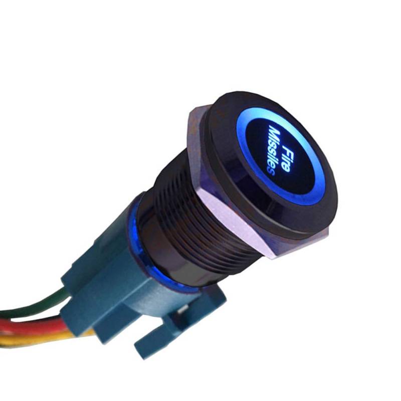 ETOPARS Schwarz Fall 19mm KFZ Kippschalter Wippschalter Druckschalter Schalter Momentan 12V Blau Licht Metall Fire Missiles Steckdose Stecker von ETOPARS