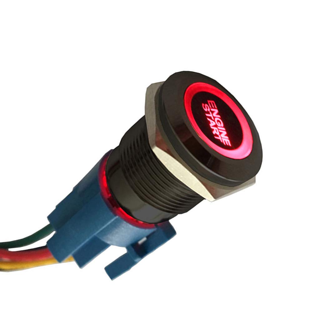 ETOPARS Schwarz Fall 19mm KFZ Kippschalter Wippschalter Druckschalter Schalter Momentan 12V Rot Licht Metall Engine Start Steckdose Stecker ETOPARS Schwarz Fall 19mm KFZ Kippschalter Wippschalter Druckschalter Schalter Momentan 12V Rot Licht Metall Engine Start Steckdose Stecker von ETOPARS
