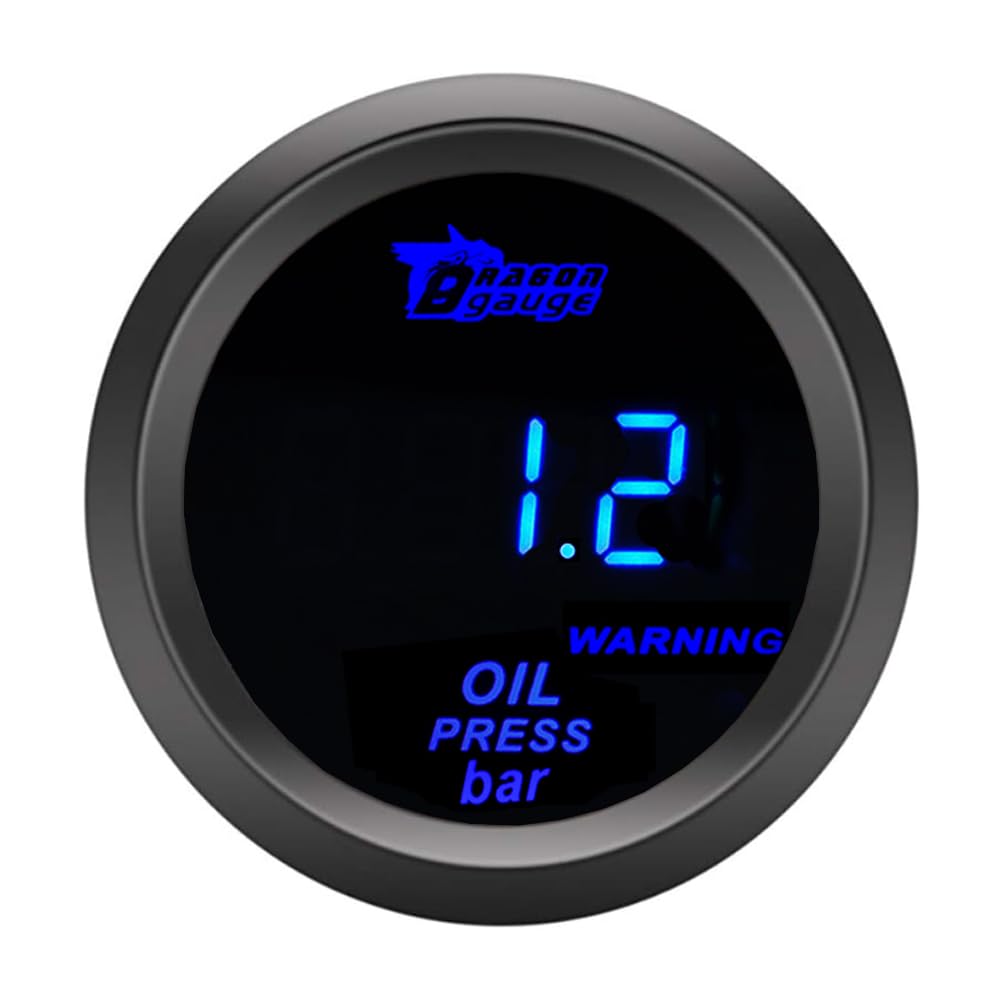 ETOPARS Universelle Auto Öldruckanzeige 2Zoll 52mm Auto Öldruckmesser Messgerät Digitales Bar Öldrucktester Anzeige Öldruck Blau Lichtanzeige Instrument Rauchtönung Len von ETOPARS
