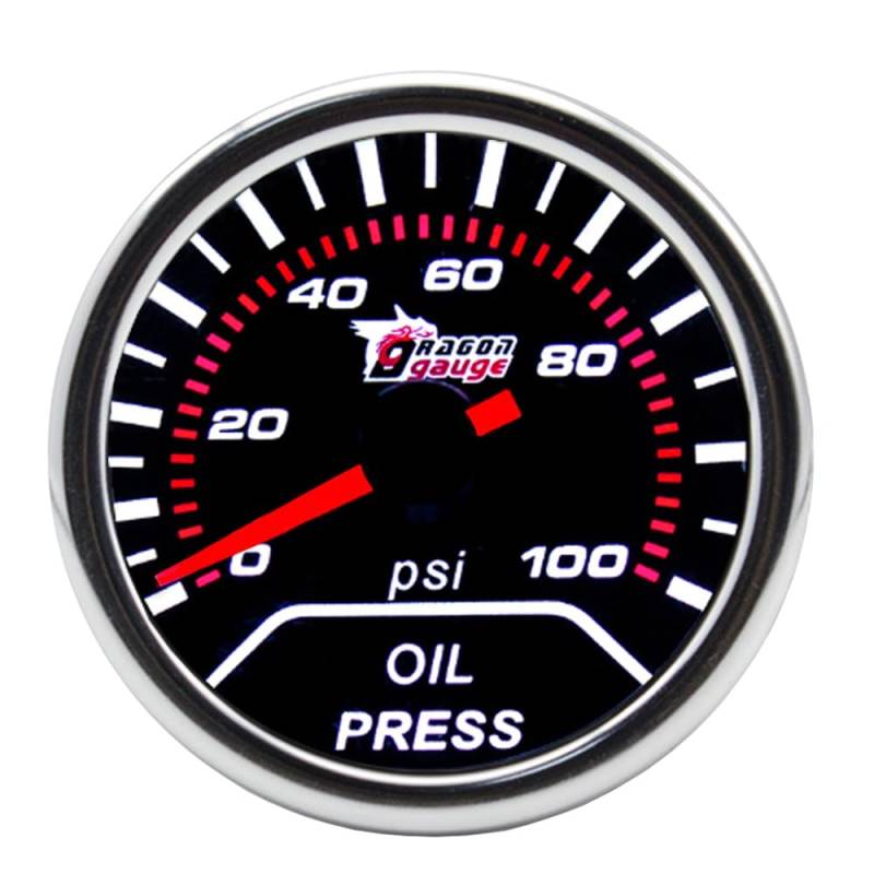 ETOPARS Universelle Auto Öldruckanzeige 2Zoll 52mm Auto Öldruckmesser Messgerät Psi Öldrucktester Zeiger Anzeige Öldruck Weiß Lichtanzeige Instrument Rauchtönung Len von ETOPARS