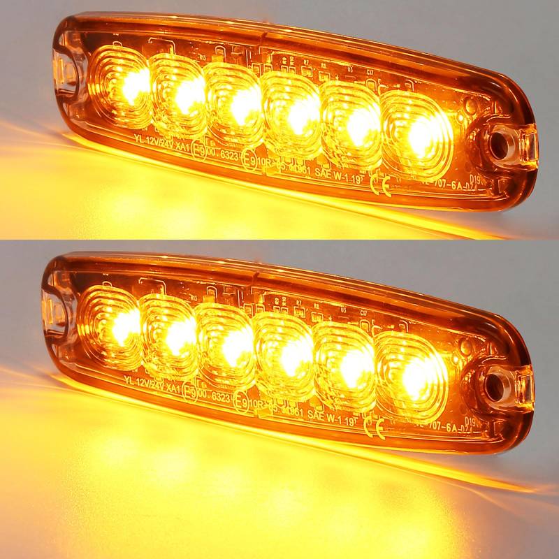 ETUKER 2X 6LEDS Frontblitzer Orange 12/24V Stroboskop Blitzer Heckwarnanlage für Truck Traktor von ETUKER