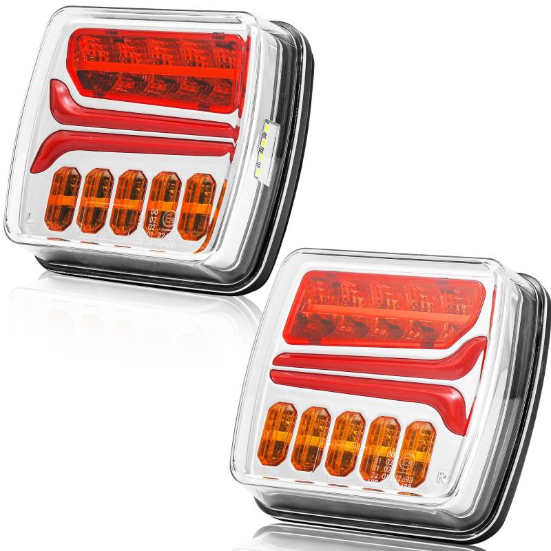 ETUKER 2x LED Rückleuchten Anhänger 12v24V 4Funktion Rücklichter Anhänger Heckleuchten Leuchte Wasserdicht von ETUKER