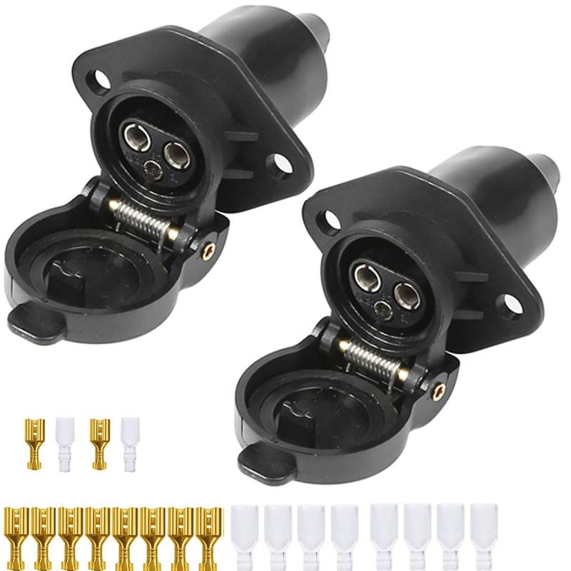 ETUKER 2x 12V 25A Wasserdichte Anhänger Steckdose 3 Polig für Traktor und LKW von ETUKER