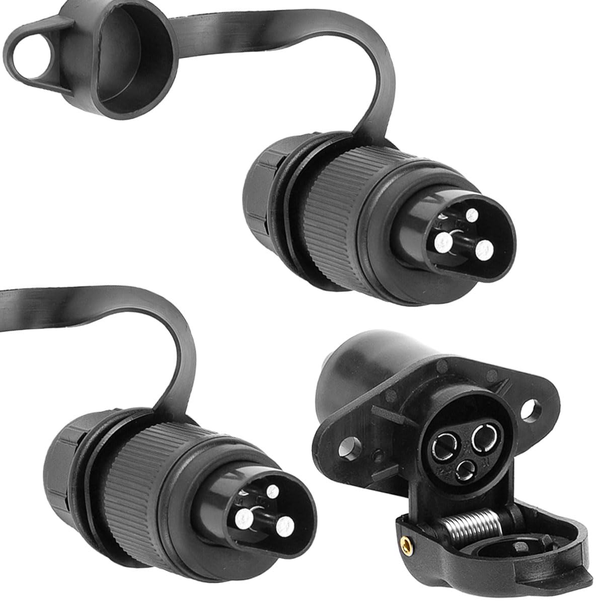 ETUKER 3 Polig Traktor Stecker Steckdose 12V,1x Steckdose 3polig und 2X Stecker 3pol Flach für Anhänger Landwirtschaftliche Maschinen von ETUKER