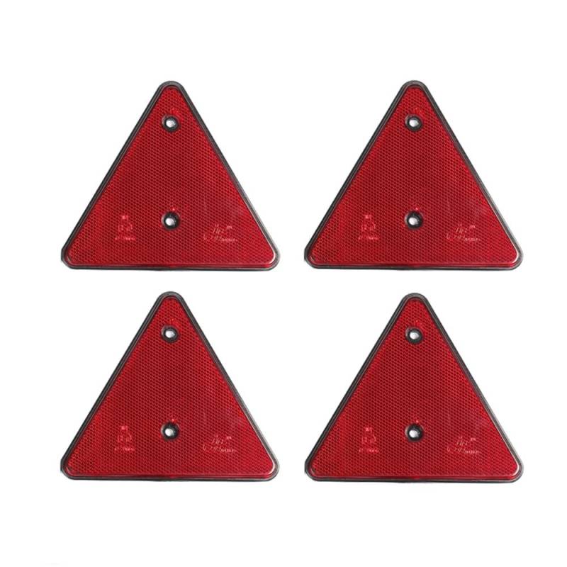 ETUKER 4 x Trailer Triangle Red Heckreflektor, Triangle Rear Reflektoren Sicherheitsreflektor anschrauben, Pfostenreflektoren, Reflektoren für Torpfosten (rot) von ETUKER