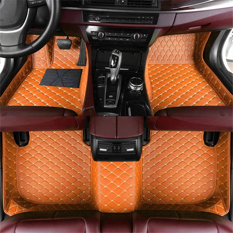 Maßgeschneiderte Auto All-Inclusive Leder FußMatten Kompatibel mit für Ford Ecosport 2018-2023 Fussmatten Teppiche ZubehöR Autozubehör,E-orange von ETomey