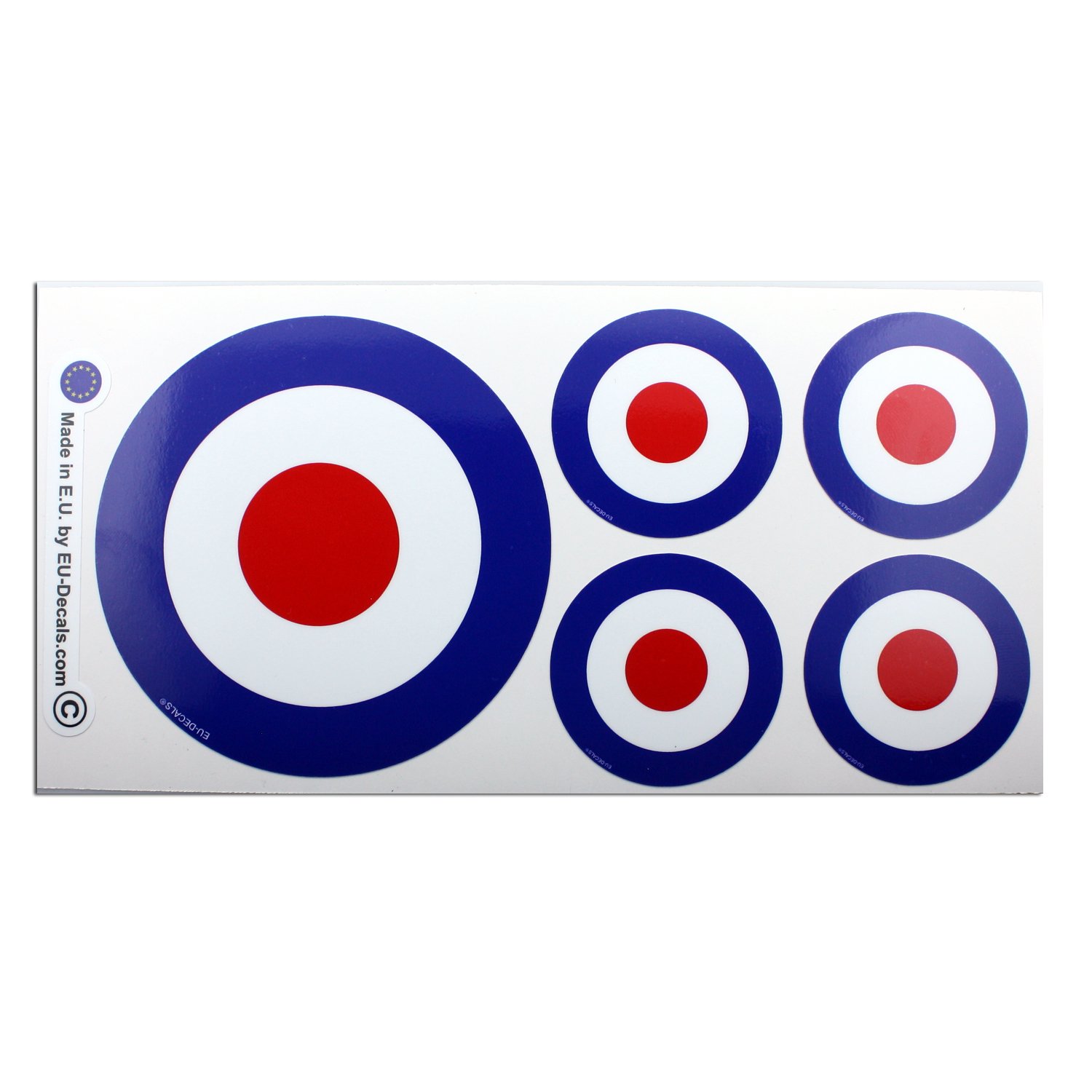 1 x 100 mm-4* & 4 x 50 mm Target Mod Blue Laminated Decal Sticker Classic Retro for Helmet Car Bike Scooter MioVespa Collection von EU-Decals - MioVespa Collection