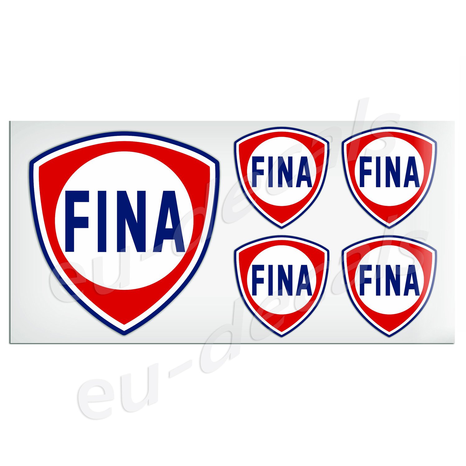 1 x 100 mm und 4 x 50 mm Vintage FINA Gas laminierter Aufkleber Aufkleber Klassischer Retro für Helm Auto Motorrad Roller MioVespa Kollektion von EU-Decals - MioVespa Collection