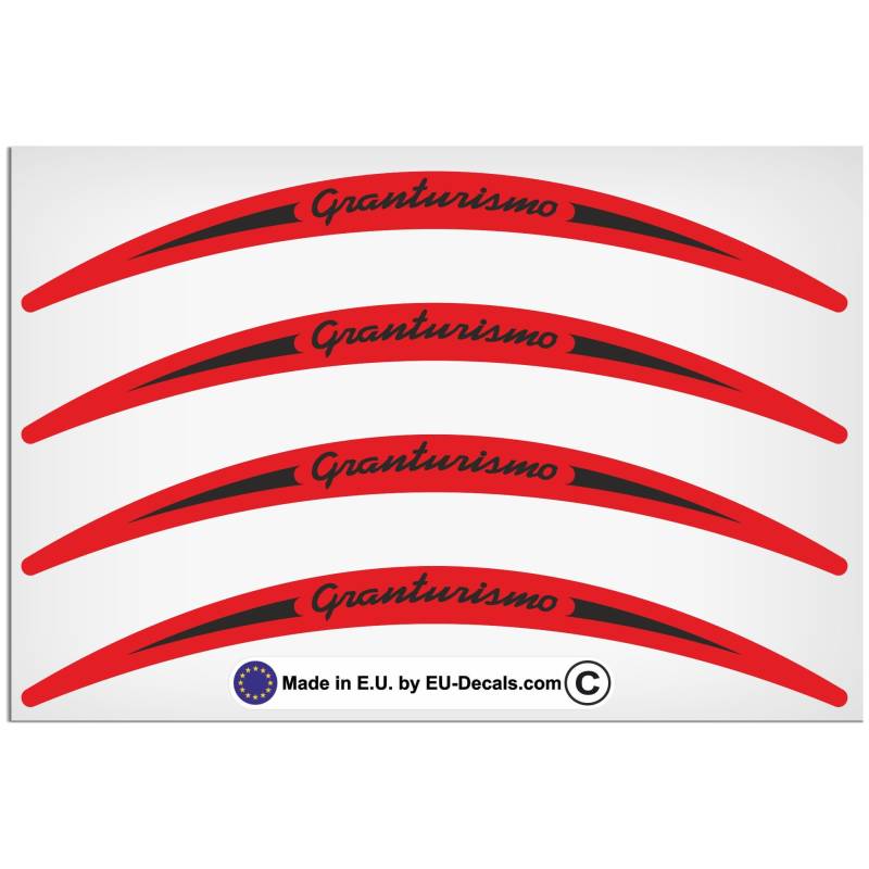 EU-Decals - MioVespa Collection Granturismo Felgenaufkleber, lang, Schwarz auf Rot, für Vespa GT 200, 250 Aufkleber, laminiert, 4 Stück von EU-Decals - MioVespa Collection