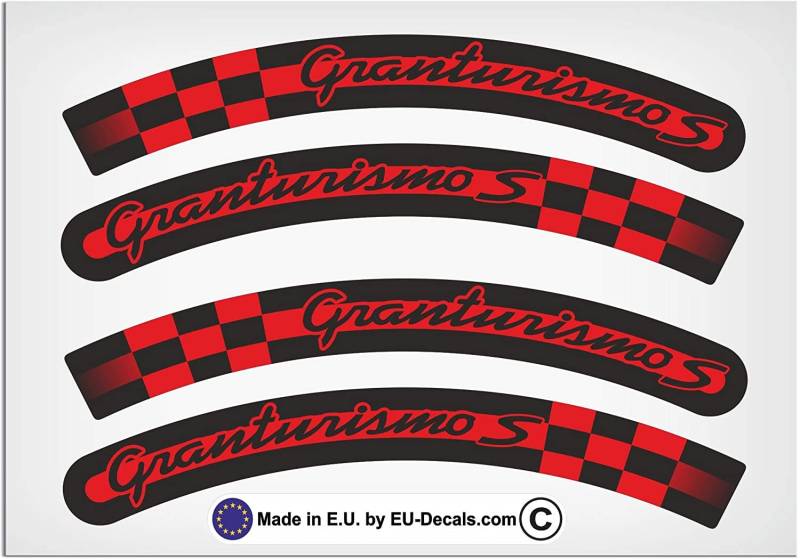 EU-Decals - MioVespa Collection Granturismo S 4X L&R Felgenaufkleber Rot auf Schwarz für Vespa GTS 300 Super Sport Aufkleber laminiert von EU-Decals - MioVespa Collection