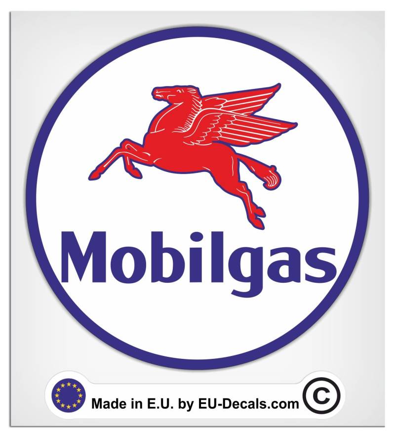 MioVespa Collection Mobilgas Vintage Pegasus Aufkleber, laminiert, hochwertig, 100 mm von EU-Decals - MioVespa Collection